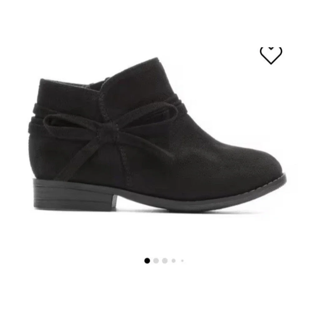 UNR8AD Reece Boots Toddler Girl 5.5 Black Faux Suede Ankle Booties‎ Bow Detail
